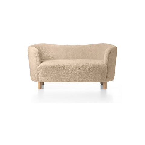 Audo Copenhagen Mingle Sofa, Sheepskin in Natural Oak with Sheepskin Honey, packshot on white