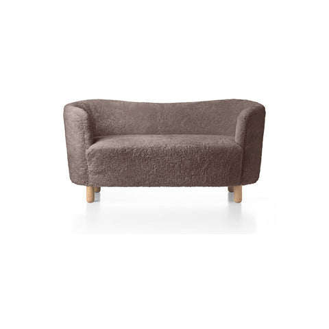 Audo Copenhagen Mingle Sofa, Sheepskin in Natural Oak with Sheepskin Sahara, packshot on white