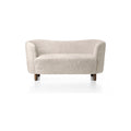 Audo Copenhagen Mingle Sofa, Sheepskin in Dark Stained Oak with Sheepskin Moonlight, packshot on white