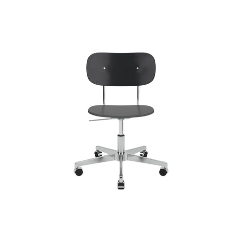 Audo Copenhagen Co Task Chair, Non-Upholstered, Without Armrests in Black Oak and Polished Aluminum, packshot on white