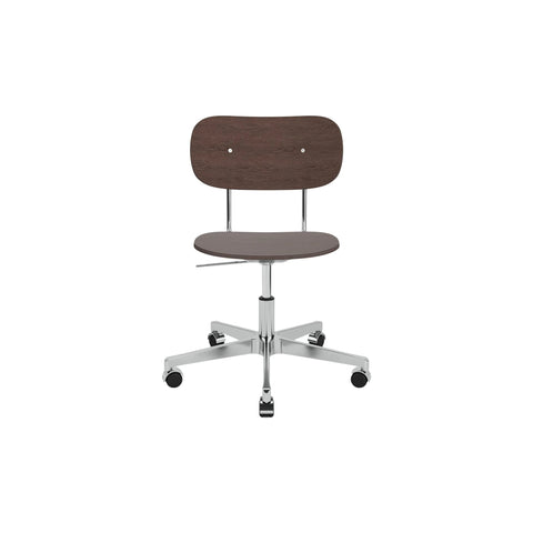 Audo Copenhagen Co Task Chair, Non-Upholstered, Without Armrests in Dark Stained Oak and Polished Aluminum, packshot on white