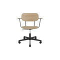 Audo Copenhagen Co Task Chair, Non-Upholstered, With Armrests in Natural Oak and Black Aluminum, packshot on white