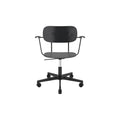 Audo Copenhagen Co Task Chair, Non-Upholstered, With Armrests in Black Oak and Black Aluminum, packshot on white