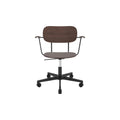 Audo Copenhagen Co Task Chair, Non-Upholstered, With Armrests in Dark Stained Oak and Black Aluminum, packshot on white