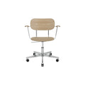 Audo Copenhagen Co Task Chair, Non-Upholstered, With Armrests in Natural Oak and Polished Aluminum, packshot on white
