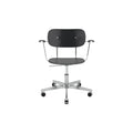 Audo Copenhagen Co Task Chair, Non-Upholstered, With Armrests in Black Oak and Polished Aluminum, packshot on white