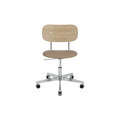 Audo Copenhagen Co Task Chair, Upholstered Seat, Without Arms in Polished Aluminum and Natural Oak with Sierra 1611, packshot on white