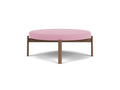 passage pouf by audo copenhagen finished in walnut and vidar pink fabric