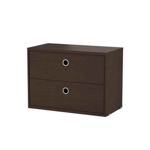 Dark oak chest of drawers, 22.8" wide, for String® System modular shelving