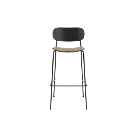Audo Copenhagen Co Bar Chair, Upholstered in Black Oak with Audo Bouclé 02, packshot on white