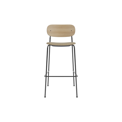 Audo Copenhagen Co Bar Chair, Upholstered in Natural Oak with Audo Bouclé 02, packshot on white