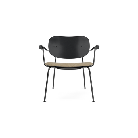Audo Copenhagen Co Lounge Chair, Partially Upholstered in Black Oak with Audo Bouclé 02, packshot on white