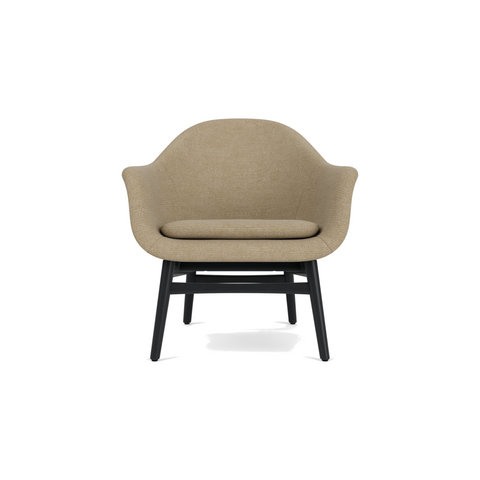 Audo Copenhagen Harbour Lounge Chair in Black Oak and Audo Bouclé 02, packshot on white