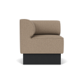 Audo Copenhagen Eave Dining Sofa, Corner, 30", Left Corner in Logan Flint on a Plateau base in Black Oak, packshot on white