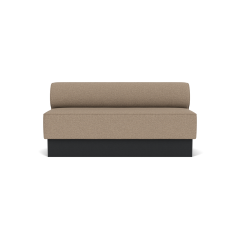 Audo Copenhagen Eave Dining Sofa, Open Section, 65" in Logan Flint on a Plateau base in Black Oak, packshot on white