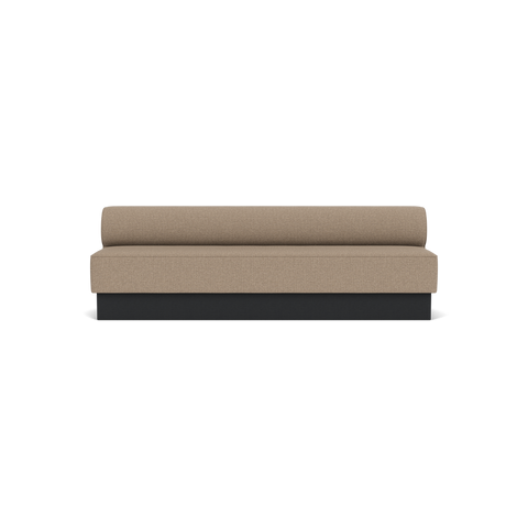 Audo Copenhagen Eave Dining Sofa, Open Section, 99" in Logan Flint on a Plateau base in Black Oak, packshot on white