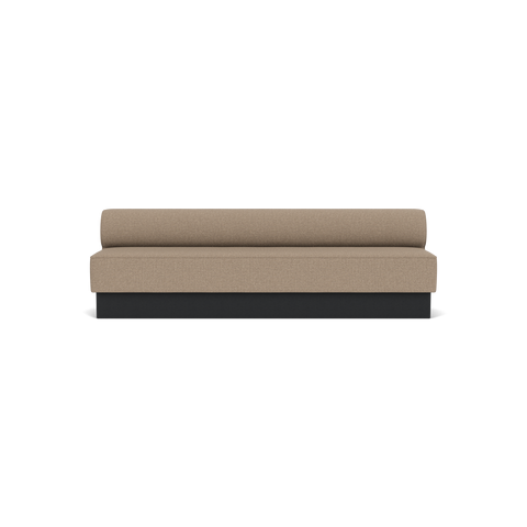 Audo Copenhagen Eave Dining Sofa, Open Section, 103" in Logan Flint on a Plateau base in Black Oak, packshot on white