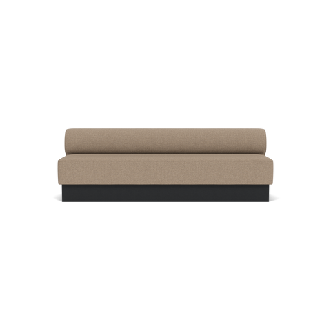 Audo Copenhagen Eave Dining Sofa, Open Section, 95" in Logan Flint on a Plateau base in Black Oak, packshot on white