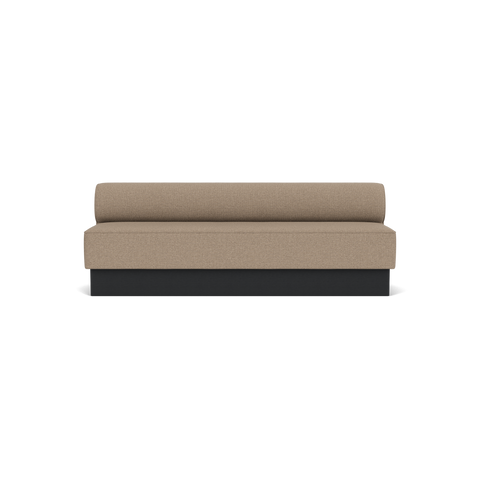 Audo Copenhagen Eave Dining Sofa, Open Section, 89" in Logan Flint on a Plateau base in Black Oak, packshot on white