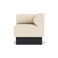 Audo Copenhagen Eave Dining Sofa, Corner, 30", Right Corner in Logan Jasmine on a Plateau base in Black Oak, packshot on white