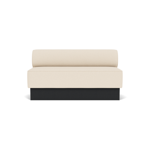 Audo Copenhagen Eave Dining Sofa, Open Section, 59" in Logan Jasmine on a Plateau base in Black Oak, packshot on white