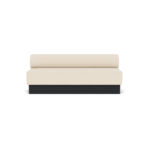 Audo Copenhagen Eave Dining Sofa, Open Section, 79" in Logan Jasmine on a Plateau base in Black Oak, packshot on white