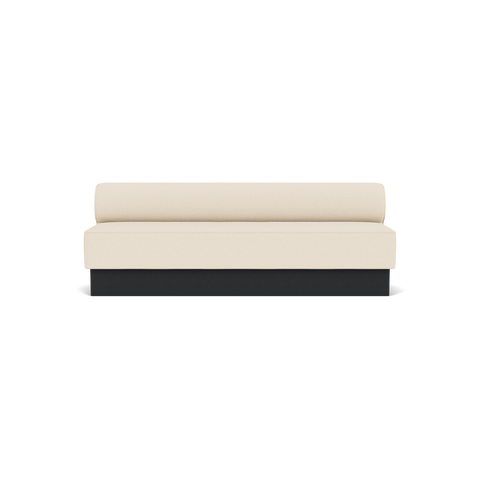 Audo Copenhagen Eave Dining Sofa, Open Section, 89" in Logan Jasmine on a Plateau base in Black Oak, packshot on white