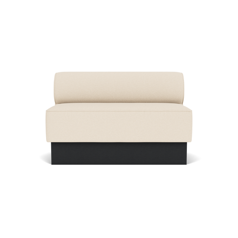 Audo Copenhagen Eave Dining Sofa, Open Section, 50" in Logan Jasmine on a Plateau base in Black Oak, packshot on white