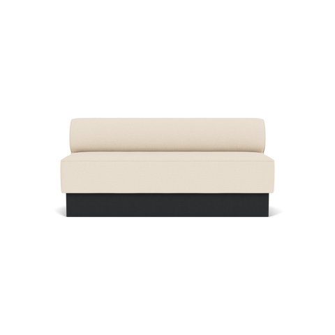 Audo Copenhagen Eave Dining Sofa, Open Section, 69" in Logan Jasmine on a Plateau base in Black Oak, packshot on white
