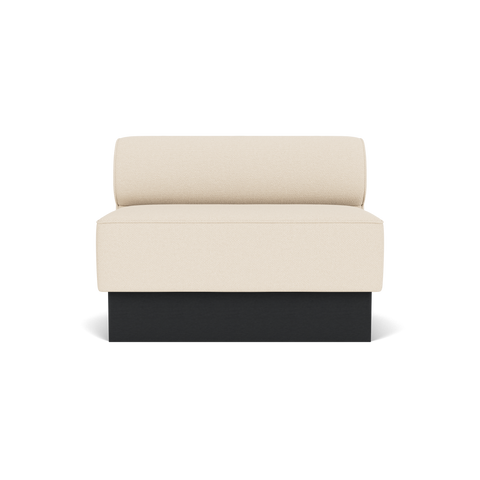 Audo Copenhagen Eave Dining Sofa, Open Section, 44" in Logan Jasmine on a Plateau base in Black Oak, packshot on white
