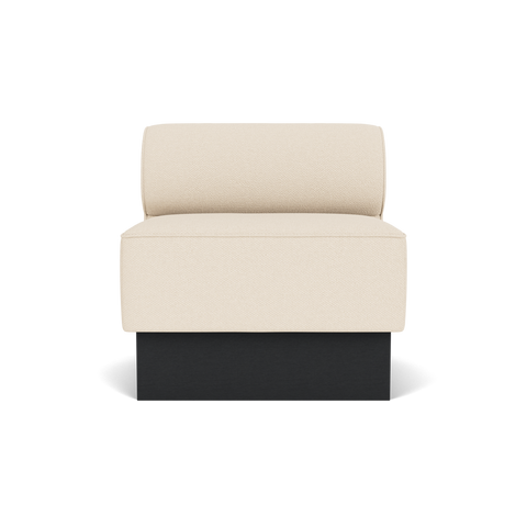 Audo Copenhagen Eave Dining Sofa, Open Section, 32" in Logan Jasmine on a Plateau base in Black Oak, packshot on white