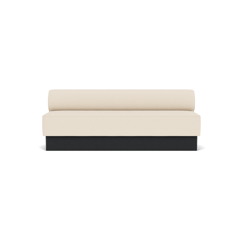 Audo Copenhagen Eave Dining Sofa, Open Section, 83" in Logan Jasmine on a Plateau base in Black Oak, packshot on white