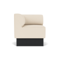 Audo Copenhagen Eave Dining Sofa, Corner, 30", Left Corner in Logan Jasmine on a Plateau base in Black Oak, packshot on white