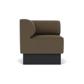 Audo Copenhagen Eave Dining Sofa, Corner, 30", Left Corner in Logan Nutmeg on a Plateau base in Black Oak, packshot on white