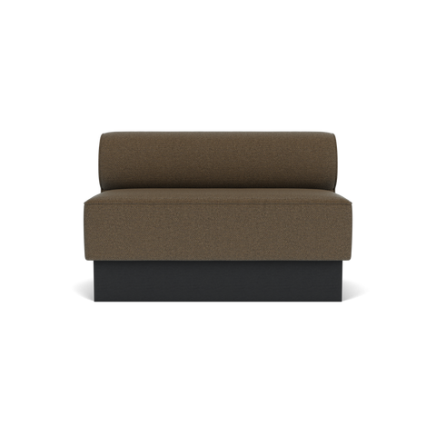 Audo Copenhagen Eave Dining Sofa, Open Section, 50" in Logan Nutmeg on a Plateau base in Black Oak, packshot on white