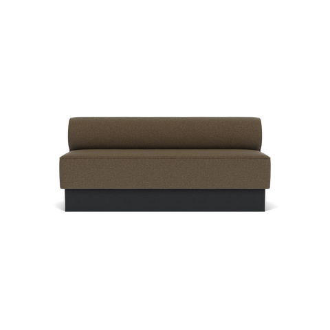 Audo Copenhagen Eave Dining Sofa, Open Section, 71" in Logan Nutmeg on a Plateau base in Black Oak, packshot on white
