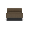 Audo Copenhagen Eave Dining Sofa, Open Section, 44" in Logan Nutmeg on a Plateau base in Black Oak, packshot on white