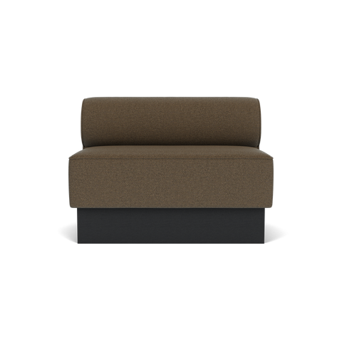 Audo Copenhagen Eave Dining Sofa, Open Section, 44" in Logan Nutmeg on a Plateau base in Black Oak, packshot on white