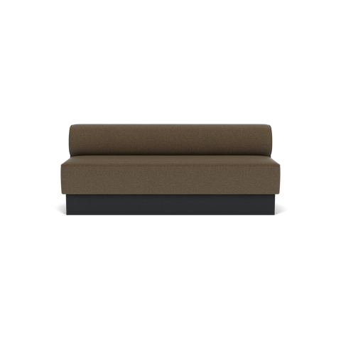 Audo Copenhagen Eave Dining Sofa, Open Section, 79" in Logan Nutmeg on a Plateau base in Black Oak, packshot on white