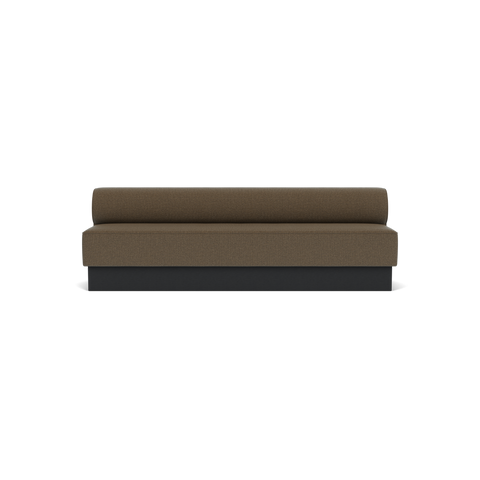 Audo Copenhagen Eave Dining Sofa, Open Section, 99" in Logan Nutmeg on a Plateau base in Black Oak, packshot on white