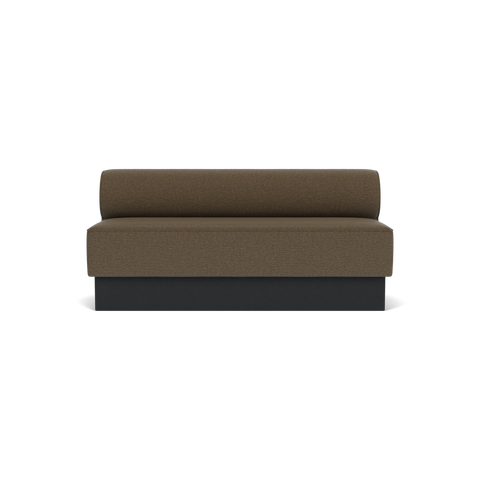 Audo Copenhagen Eave Dining Sofa, Open Section, 69" in Logan Nutmeg on a Plateau base in Black Oak, packshot on white