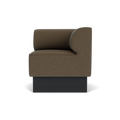 Audo Copenhagen Eave Dining Sofa, Corner, 30", Right Corner in Logan Nutmeg on a Plateau base in Black Oak, packshot on white