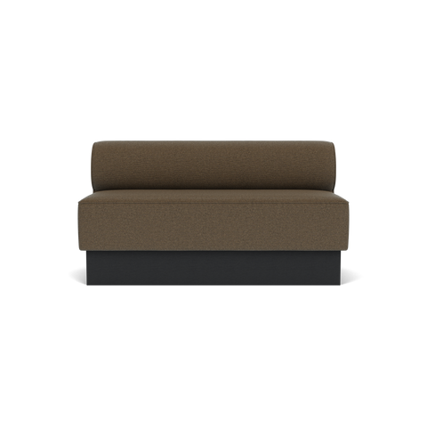 Audo Copenhagen Eave Dining Sofa, Open Section, 59" in Logan Nutmeg on a Plateau base in Black Oak, packshot on white