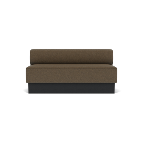 Audo Copenhagen Eave Dining Sofa, Open Section, 65" in Logan Nutmeg on a Plateau base in Black Oak, packshot on white