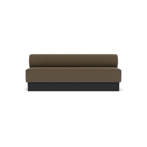 Audo Copenhagen Eave Dining Sofa, Open Section, 83" in Logan Nutmeg on a Plateau base in Black Oak, packshot on white