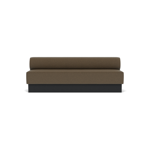 Audo Copenhagen Eave Dining Sofa, Open Section, 89" in Logan Nutmeg on a Plateau base in Black Oak, packshot on white