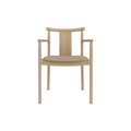 Audo Copenhagen Merkur Dining Chair w/ Armrests in Natural Oak with Audo Bouclé 02 seat, packshot on white