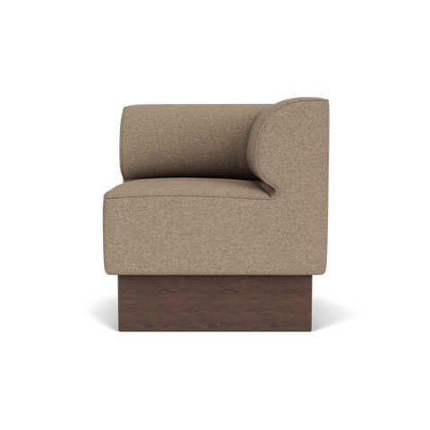 Audo Copenhagen Eave Dining Sofa, Corner, 30", Right Corner in Logan Flint on a Plateau base in Dark Stained Oak, packshot on white