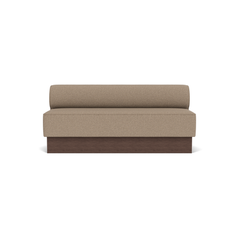 Audo Copenhagen Eave Dining Sofa, Open Section, 71" in Logan Flint on a Plateau base in Dark Stained Oak, packshot on white