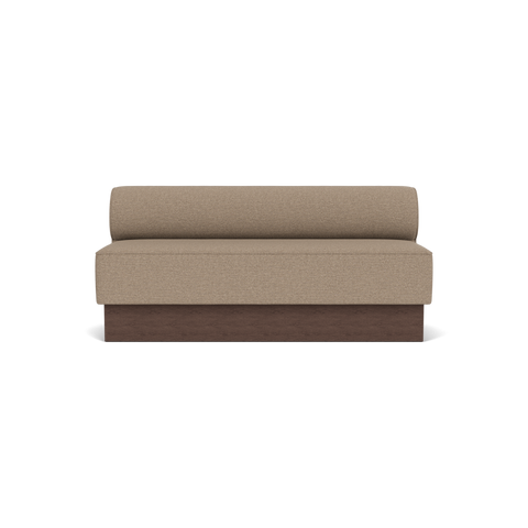 Audo Copenhagen Eave Dining Sofa, Open Section, 69" in Logan Flint on a Plateau base in Dark Stained Oak, packshot on white